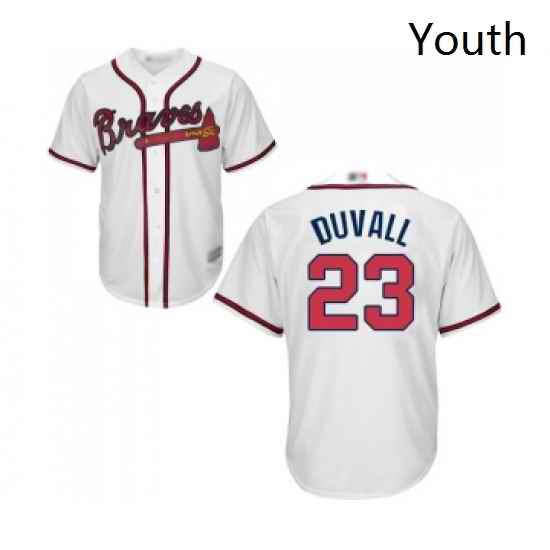 Youth Atlanta Braves 23 Adam Duvall Replica White Home Cool Base Baseball Jersey